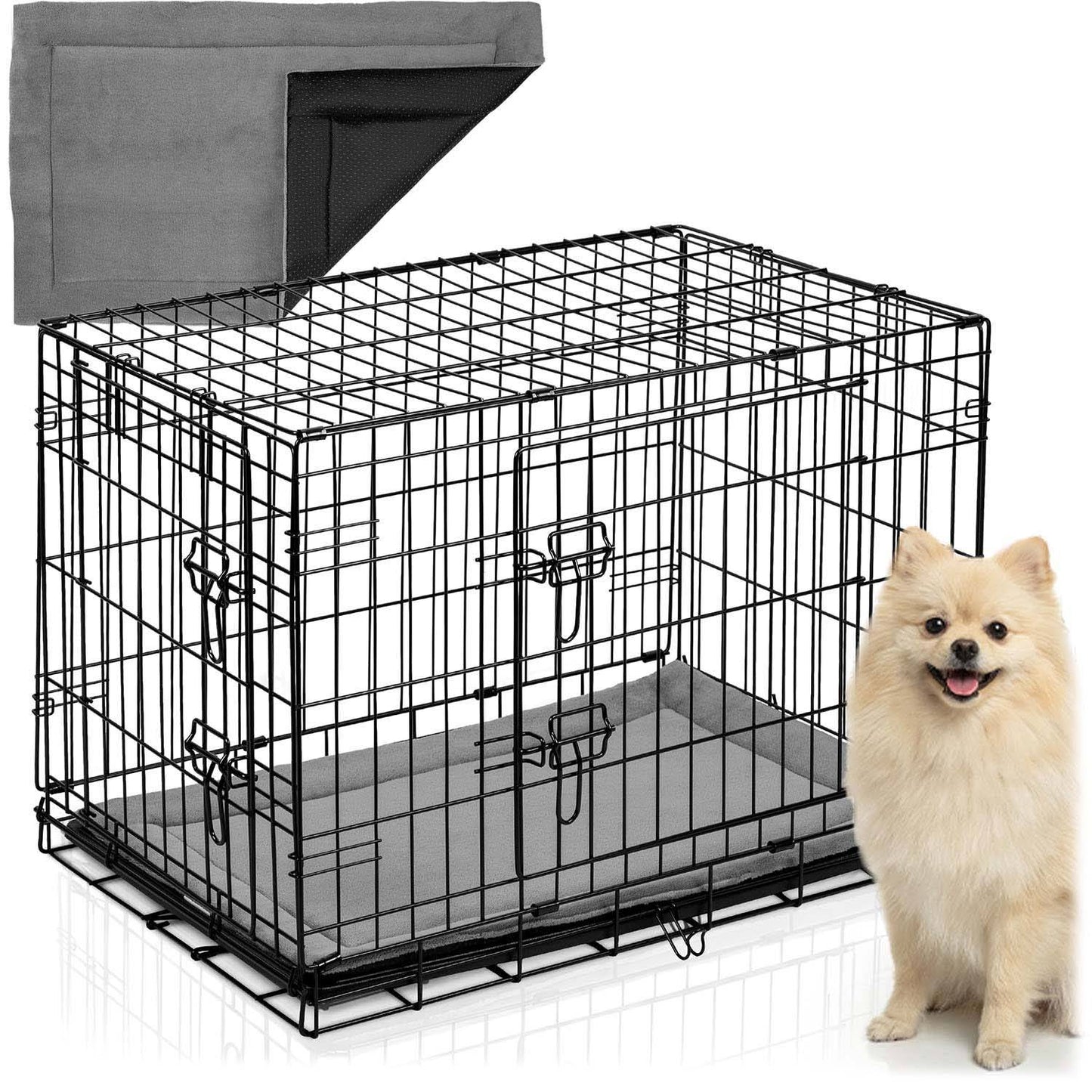 Dog Crate with Bed, Metal, 75x45x54 cm, Small Size