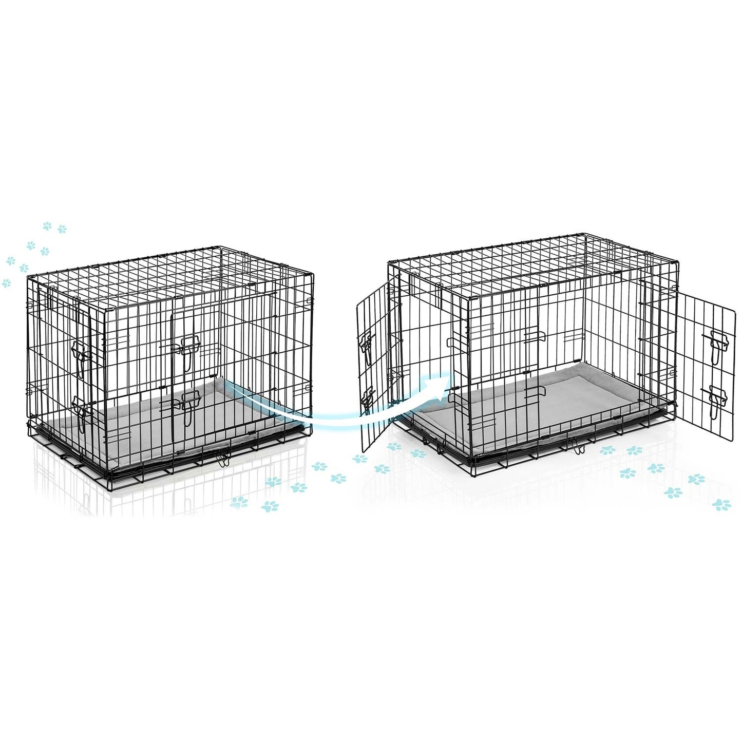 Dog Crate with Bed, Metal, 75x45x54 cm, Small Size
