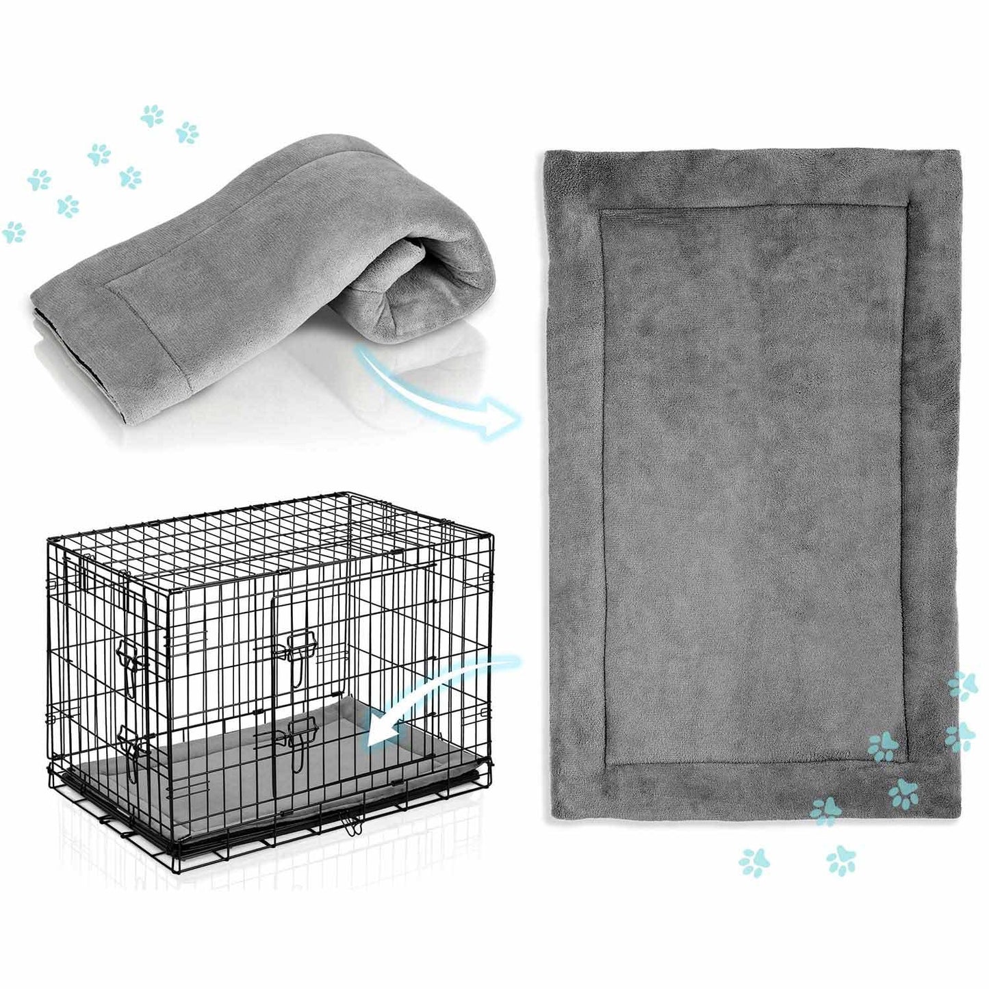 Dog Crate with Bed, Metal, 75x45x54 cm, Small Size