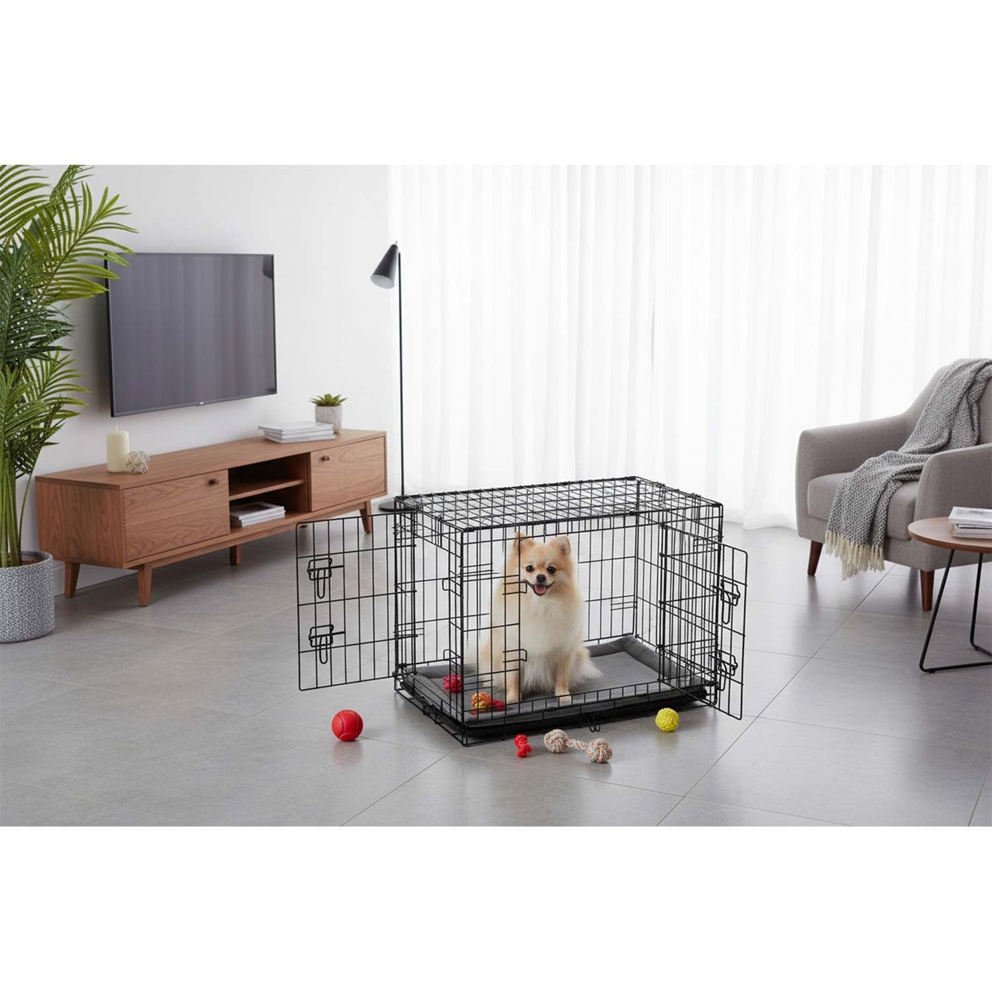 Dog Crate with Bed, Metal, 75x45x54 cm, Small Size