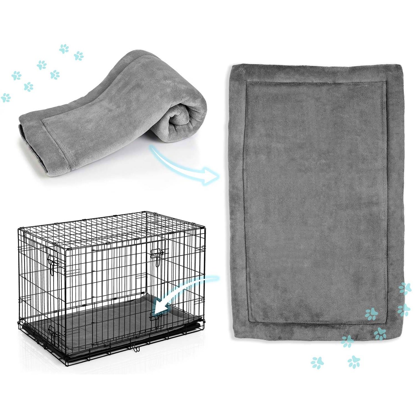 Dog Crate with Bed, Metal, 91x57x62 cm, Medium Size