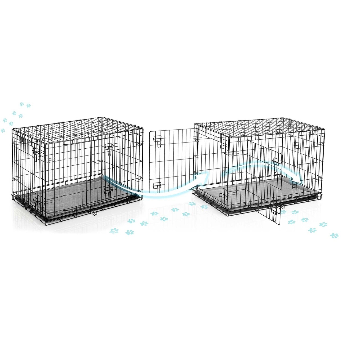 Dog Crate with Bed, Metal, 91x57x62 cm, Medium Size