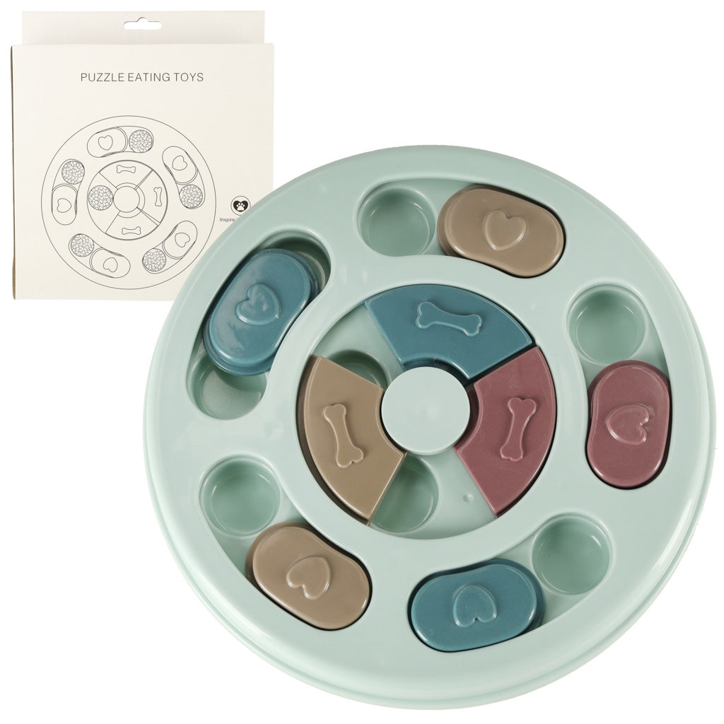 Dog bowl slow eating puzzle toy blue