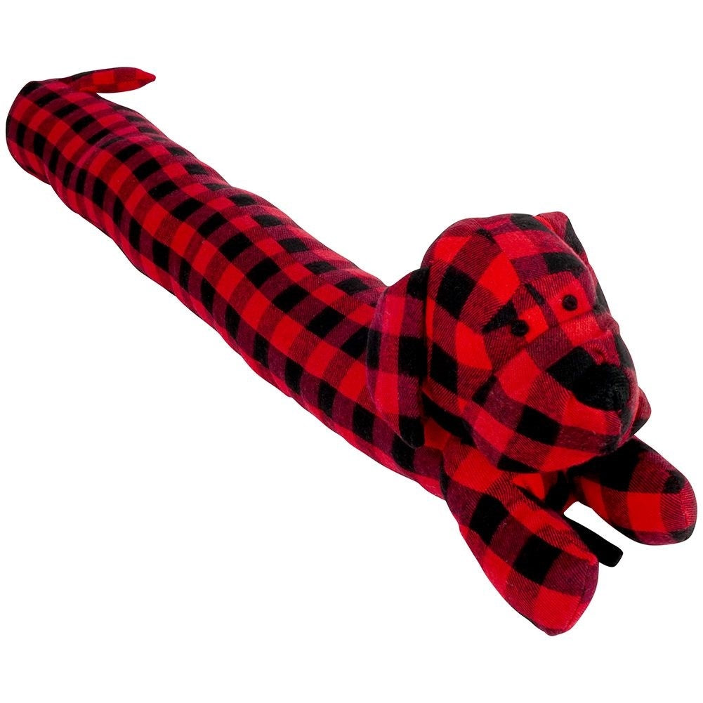 Dog-shaped pull stopper, 85 cm, checkered pattern