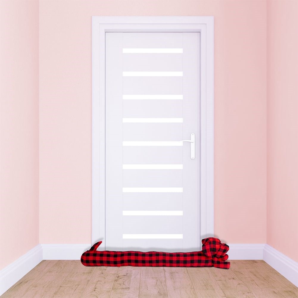 Dog-shaped pull stopper, 85 cm, checkered pattern