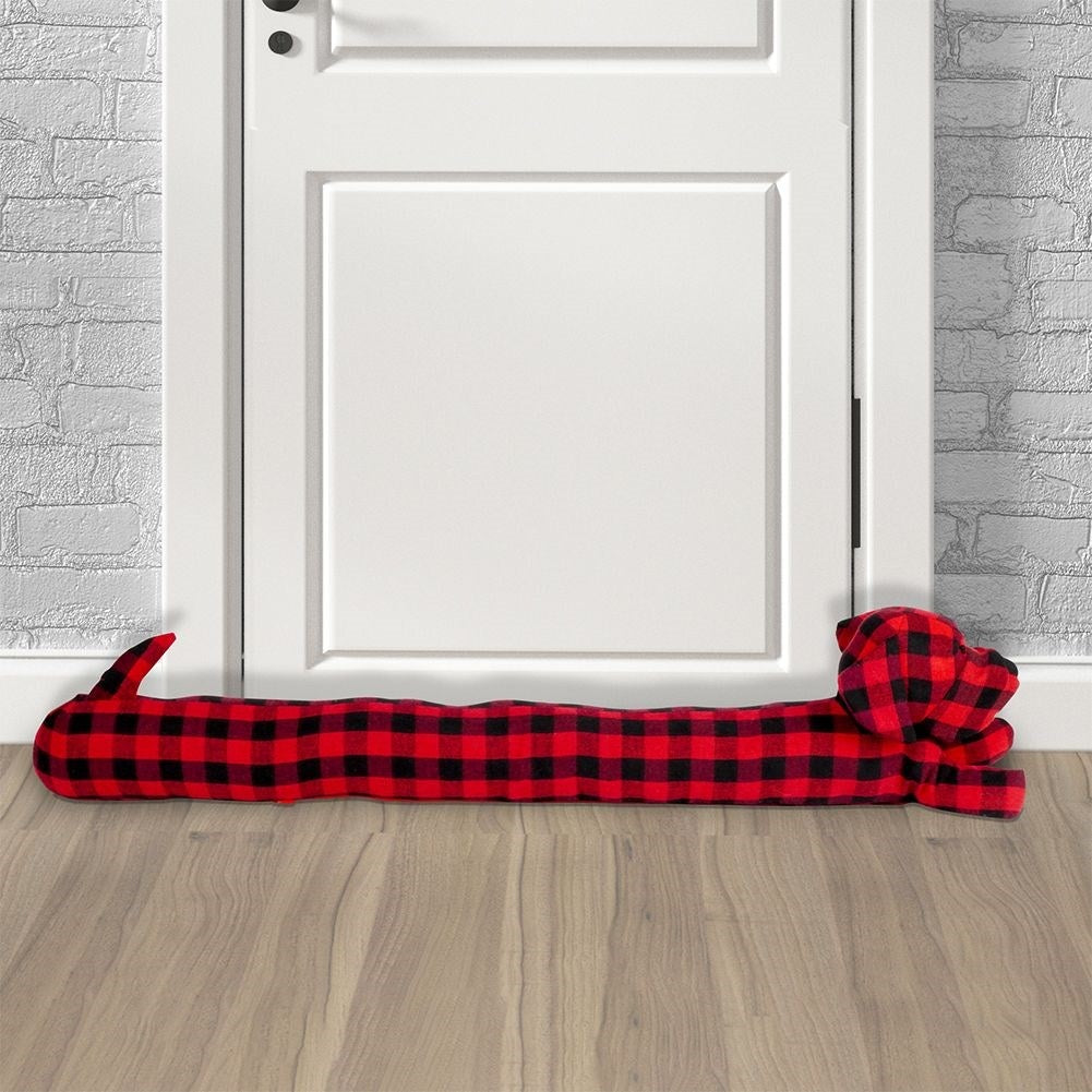 Dog-shaped pull stopper, 85 cm, checkered pattern