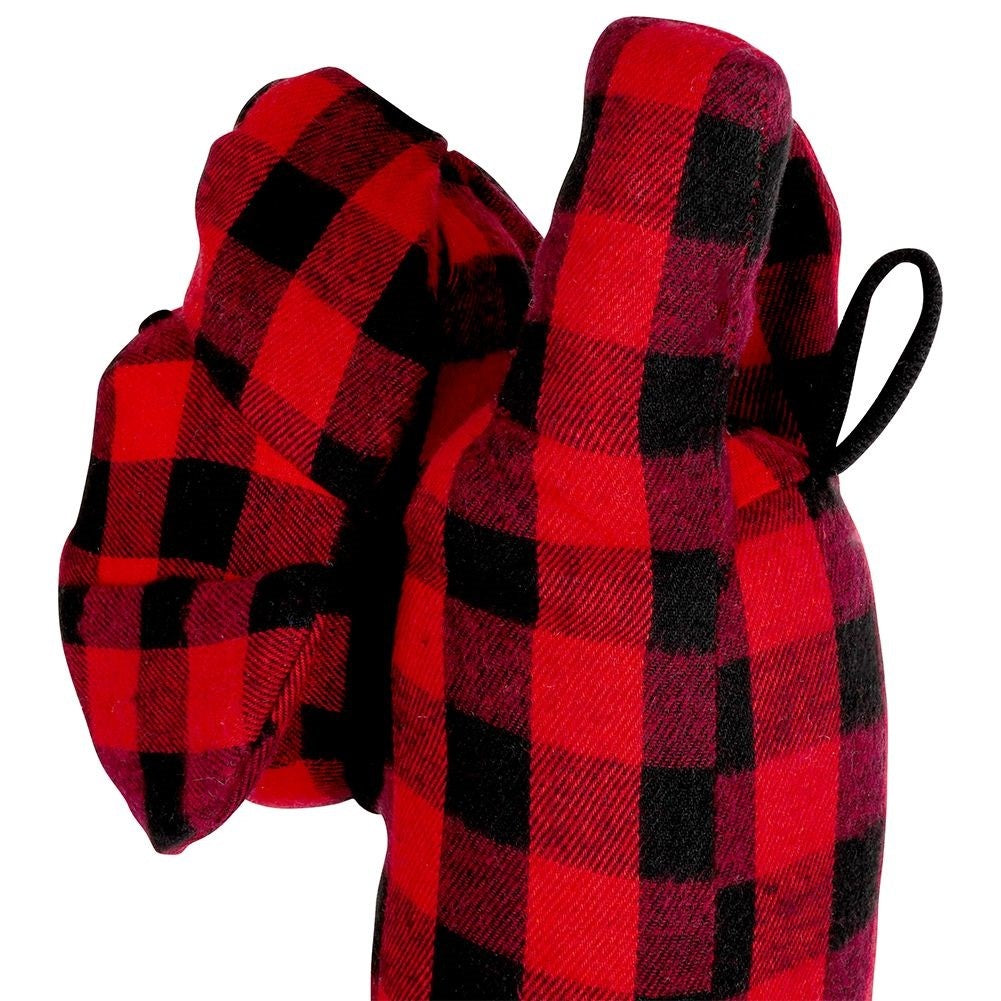 Dog-shaped pull stopper, 85 cm, checkered pattern