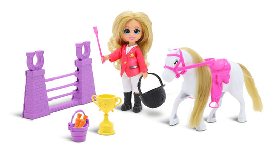 Doll Playset with Horse, Obstacle, and Trophy