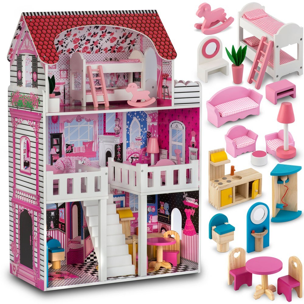 Dollhouse with accessories 60x30x90 cm