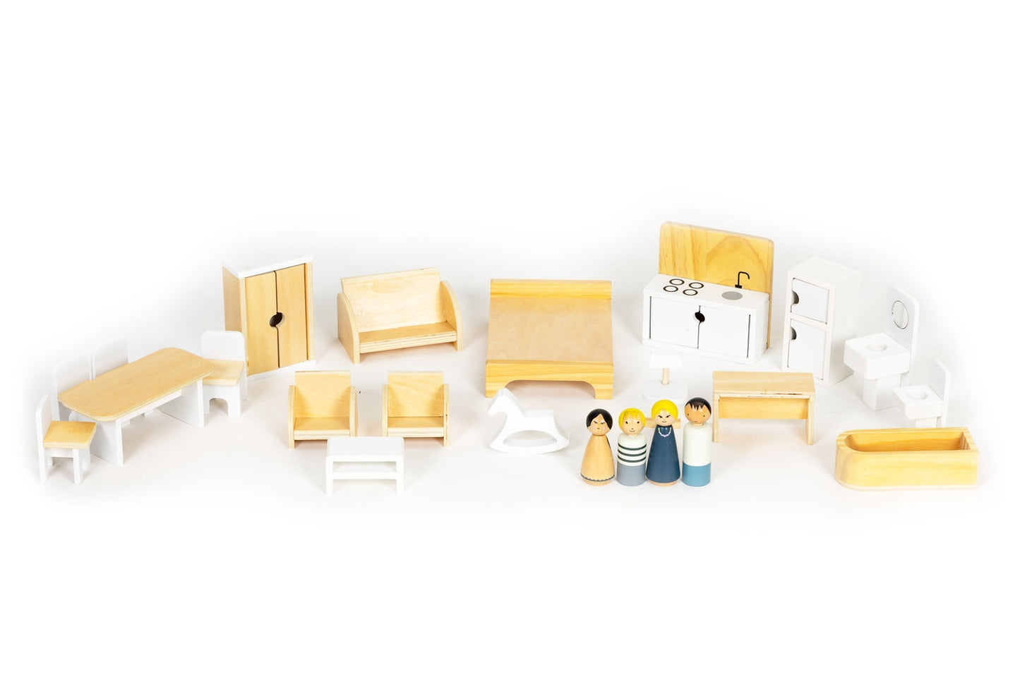 Dollhouse with a set of 17 wooden furniture ECOTOYS