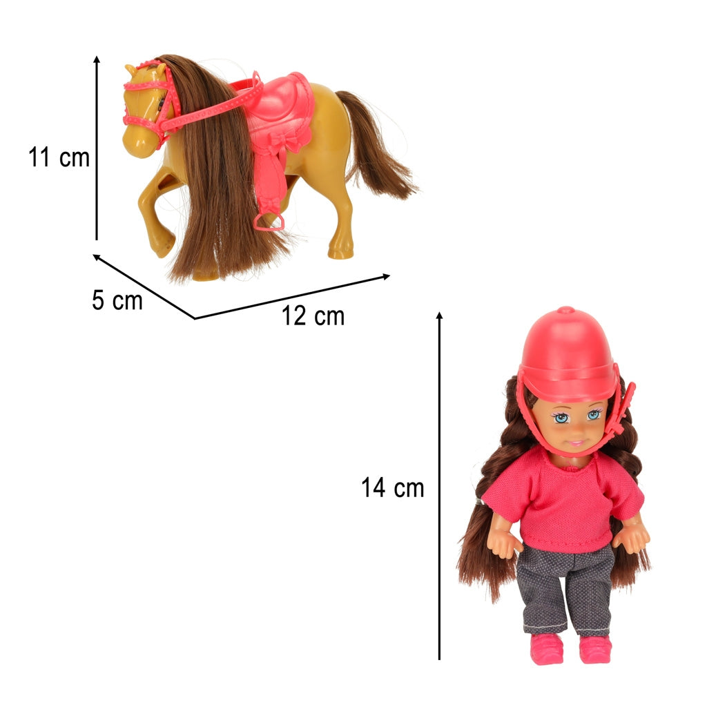 Doll with horse girl set pink 4 el.