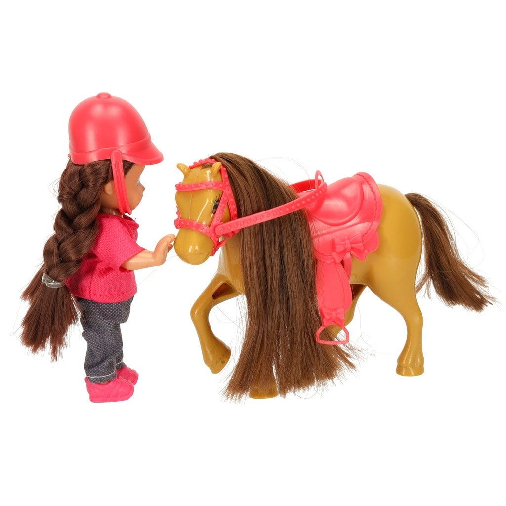 Doll with horse girl set pink 4 el.