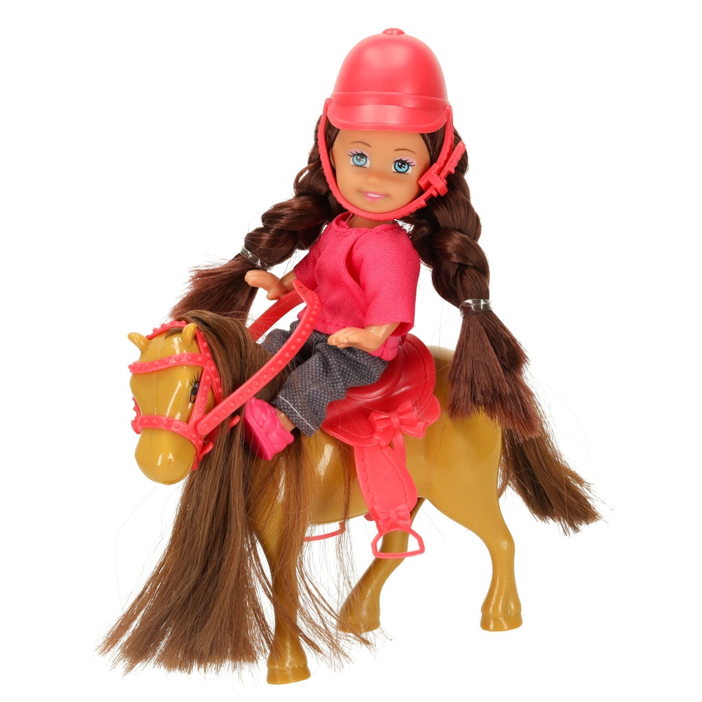 Doll with horse girl set pink 4 el.