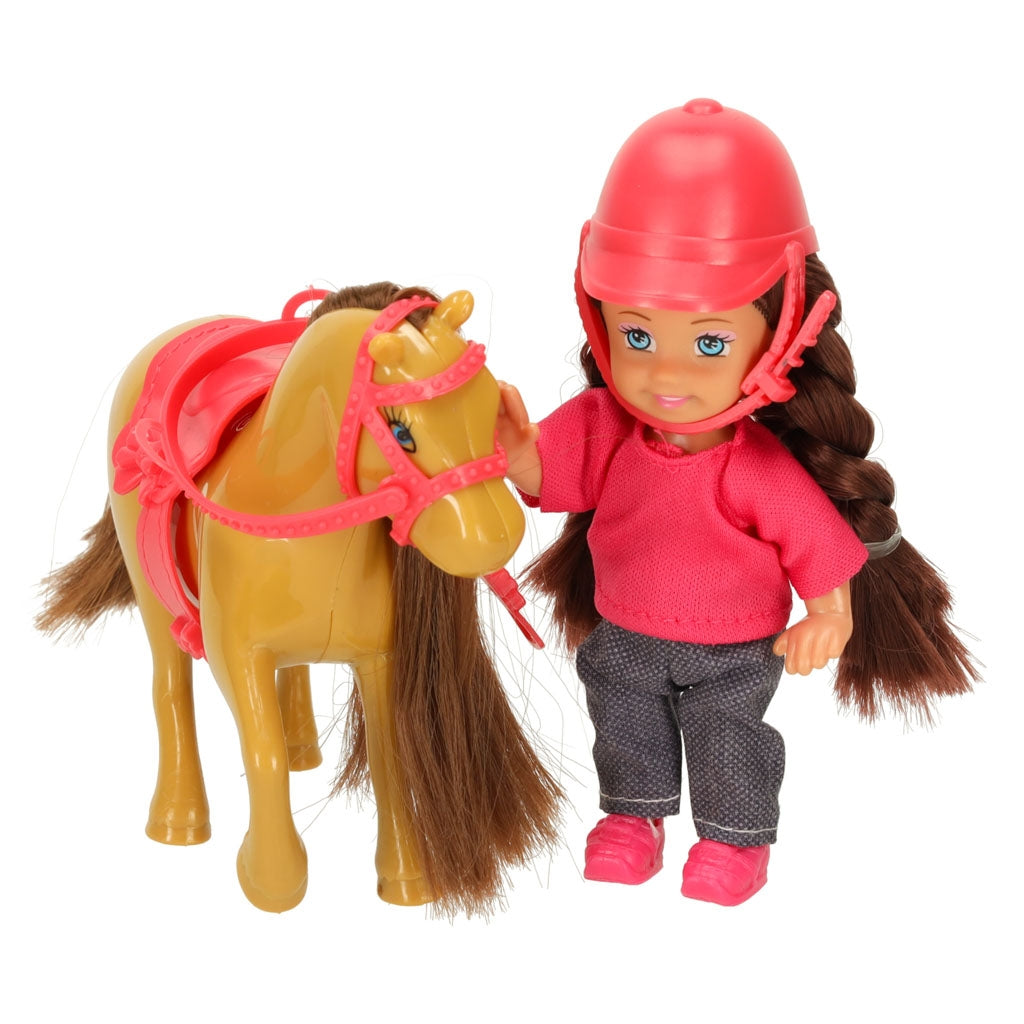 Doll with horse girl set pink 4 el.