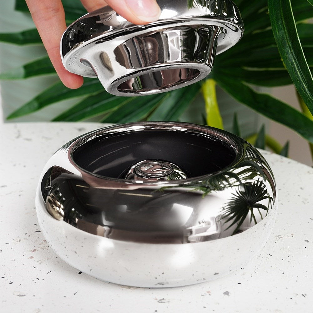 Dolomite silver round ashtray 11 cm