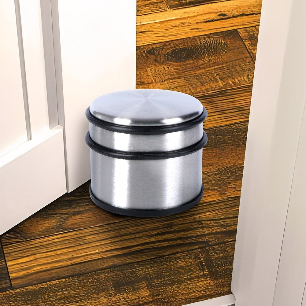 Door stop in stainless steel with rubber protection