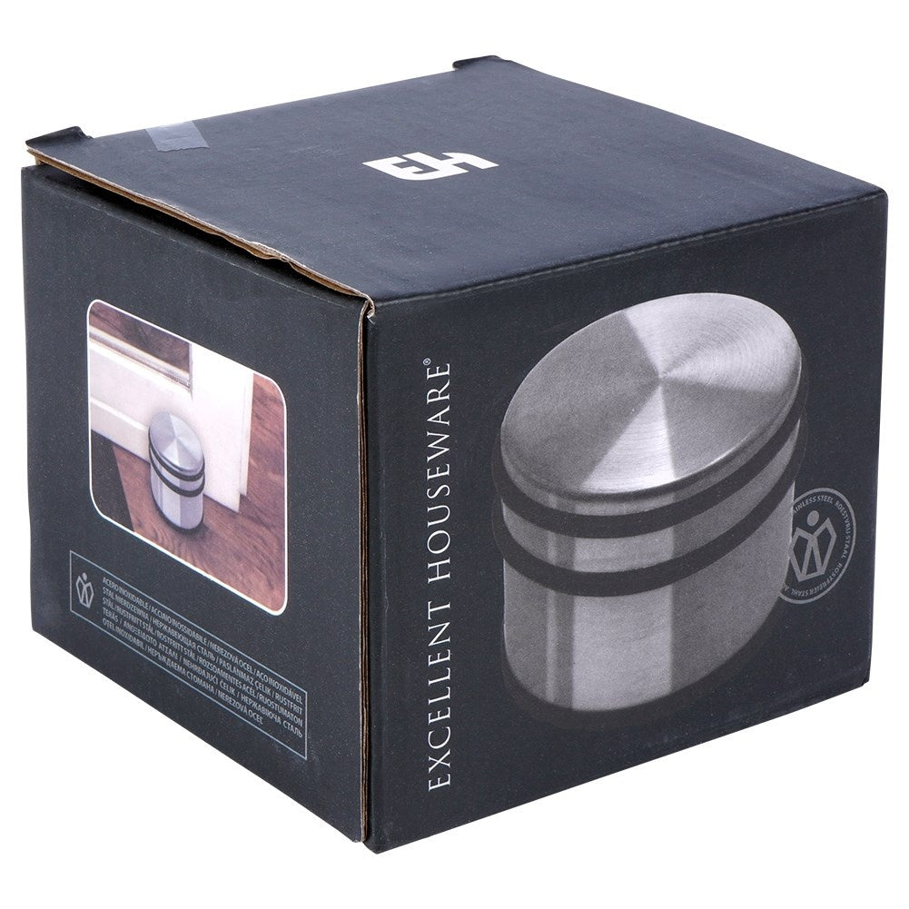 Door stop in stainless steel with rubber protection