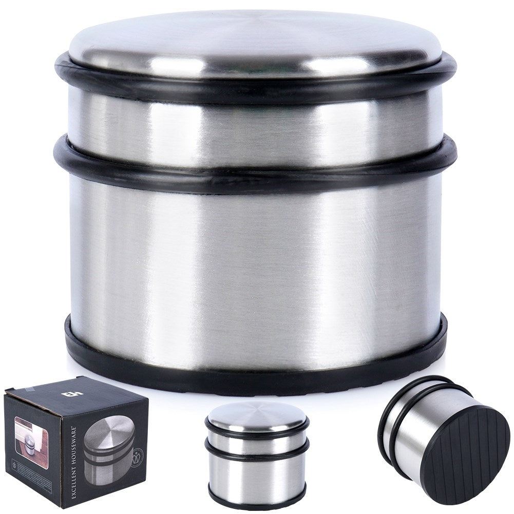 Door stop in stainless steel with rubber protection