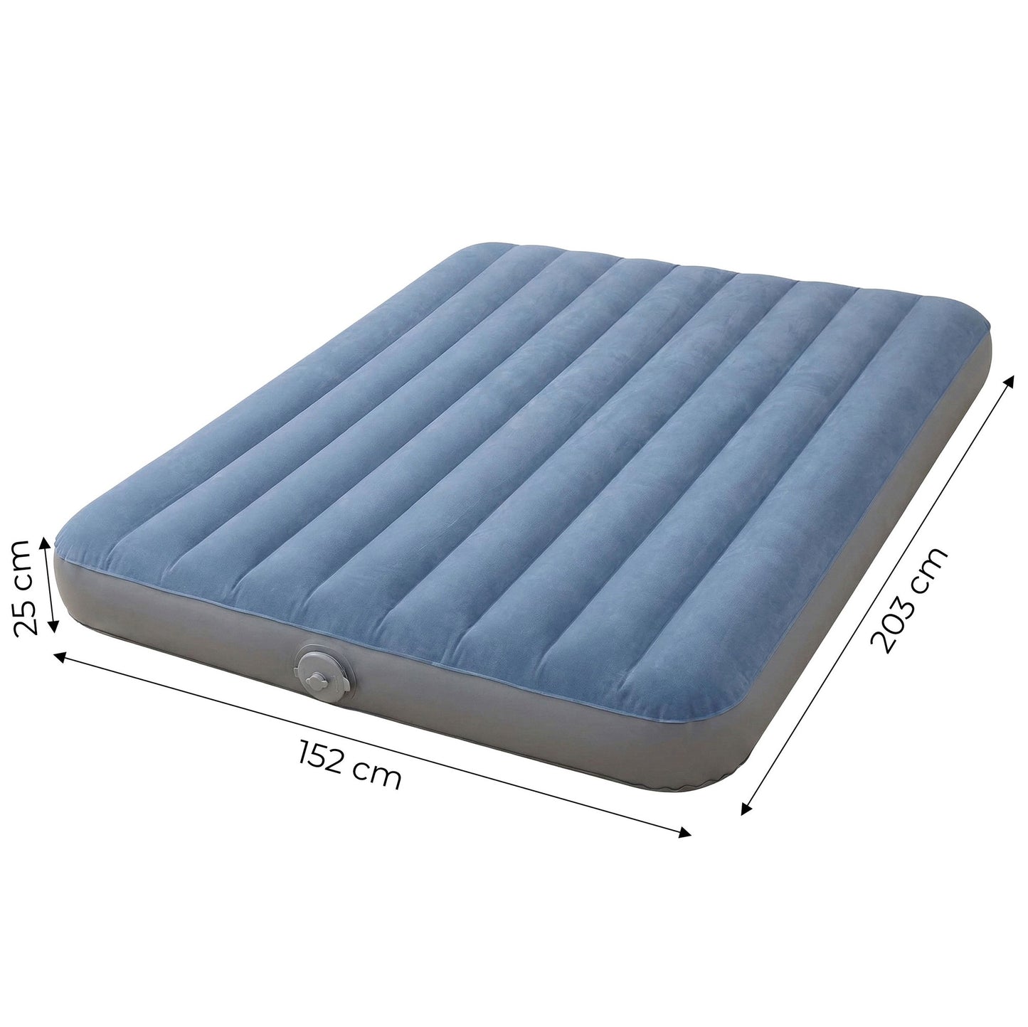 Double Air Mattress with Built-In Pump, 203x152x25 cm