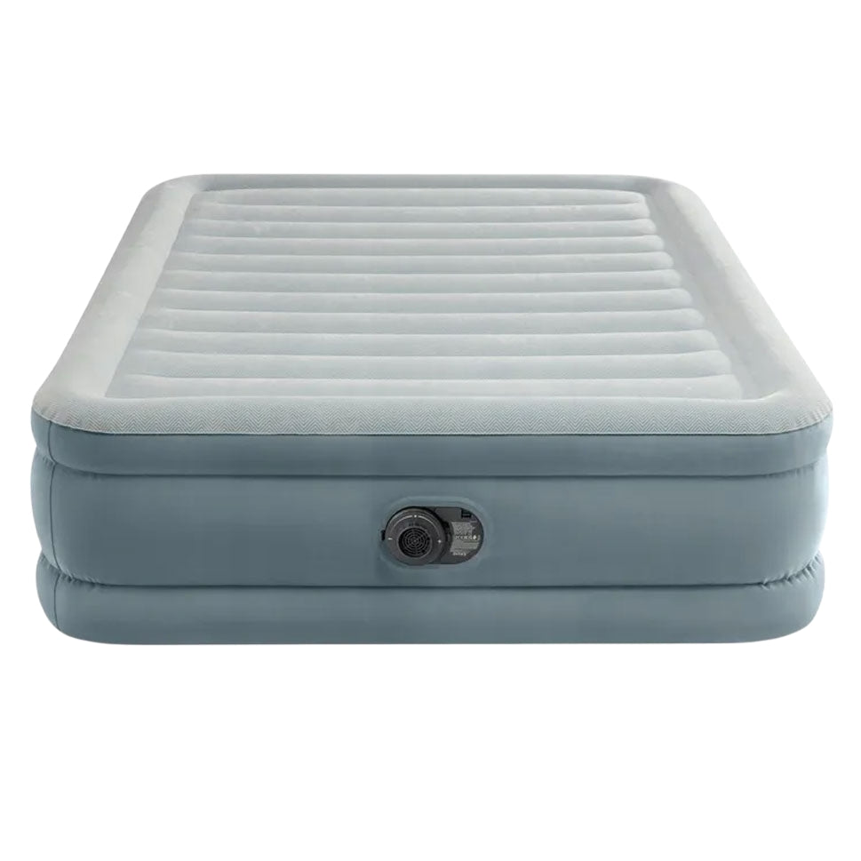 Double Air Mattress with Built-In Pump, 203x152x46 cm