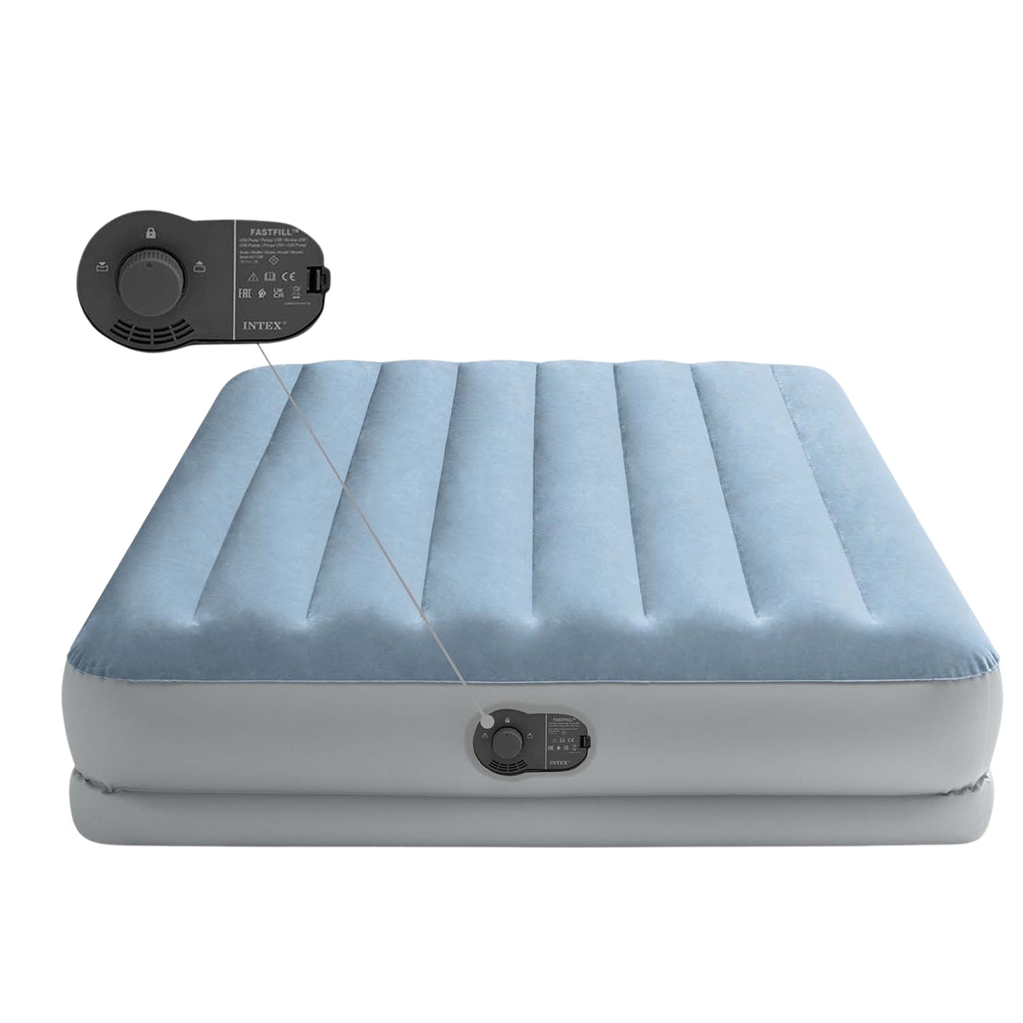Double Air Mattress with Built-in Pump, 203x152x36 cm