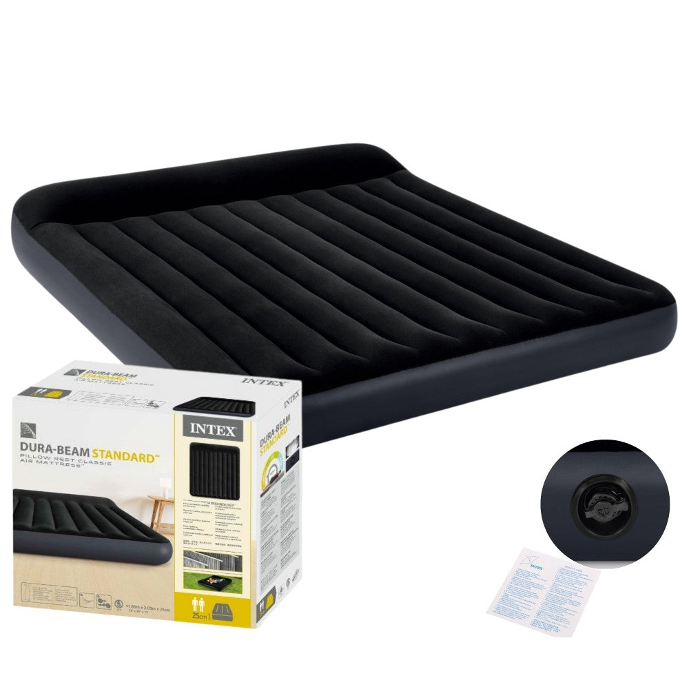 Double Air Mattress with Headboard, 203x183x25 cm