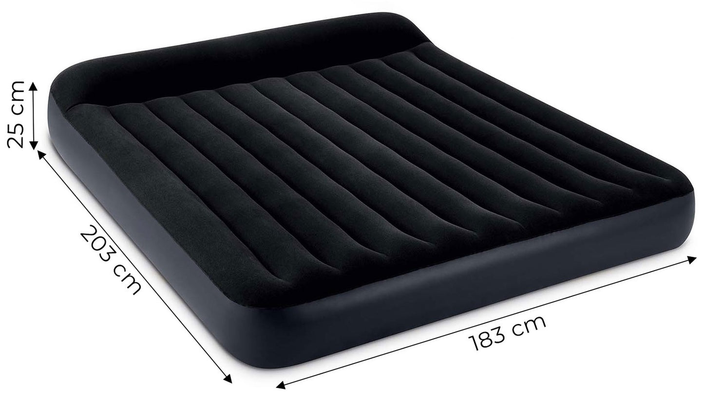 Double Air Mattress with Headboard, 203x183x25 cm