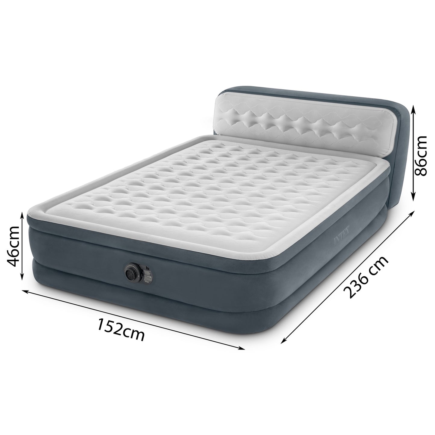 Double Air Mattress with Pump, 236x152 cm