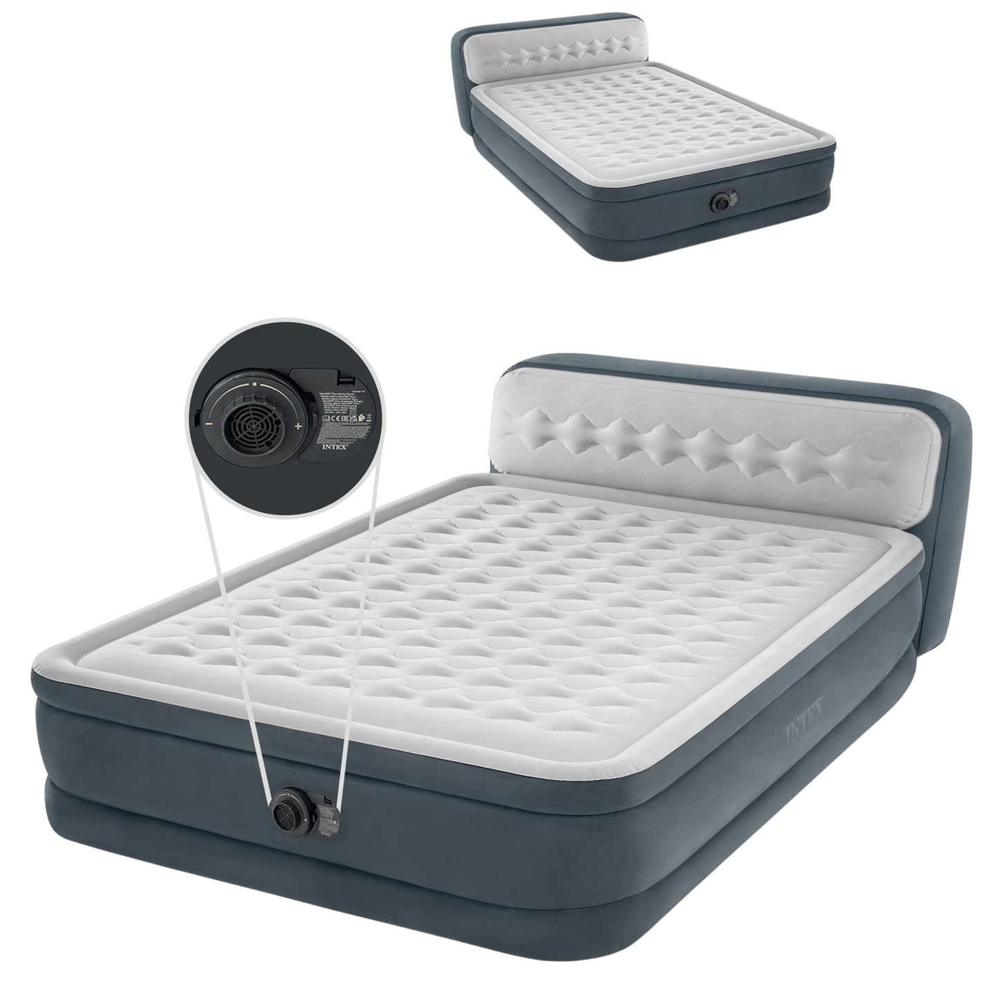 Double Air Mattress with Pump, 236x152 cm