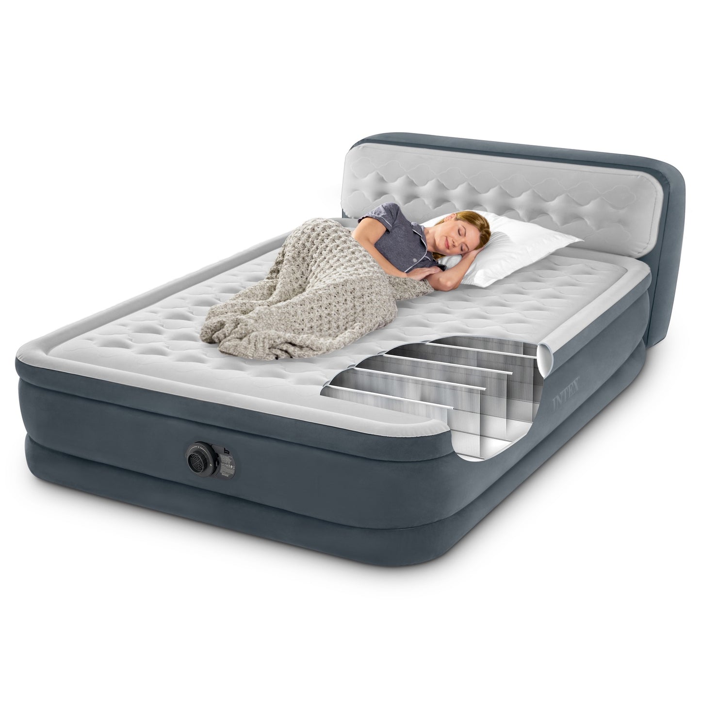 Double Air Mattress with Pump, 236x152 cm