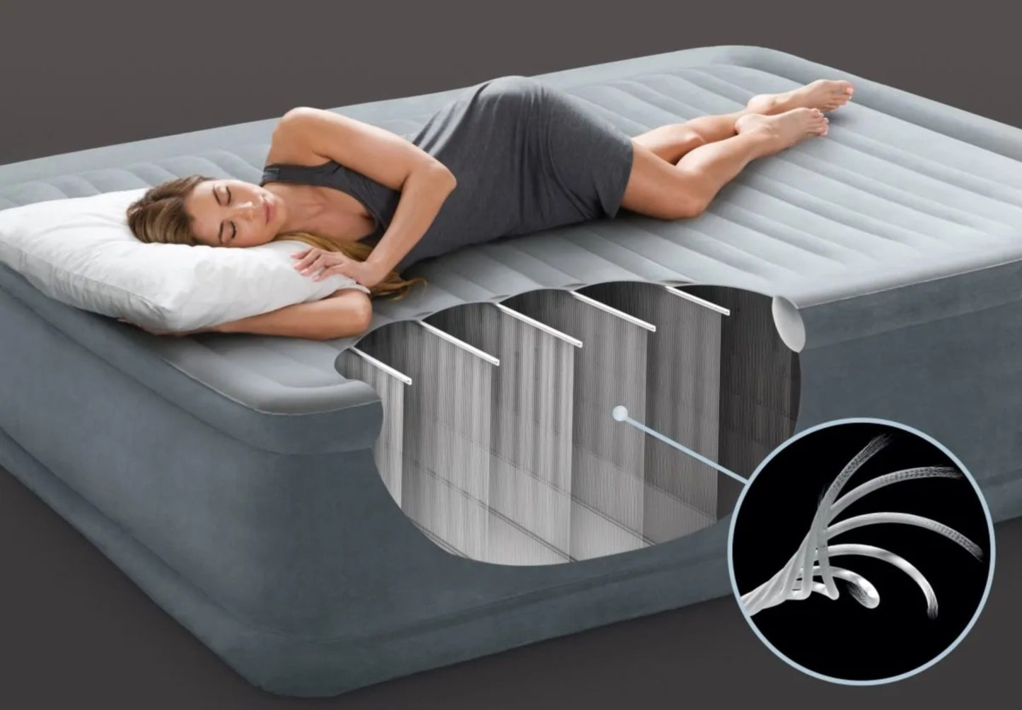 Double Bed Air Mattress with Built-In Pump, 191x137cm
