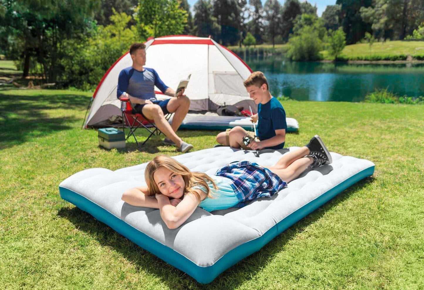 Double Camping Air Mattress, 193x124x24 cm