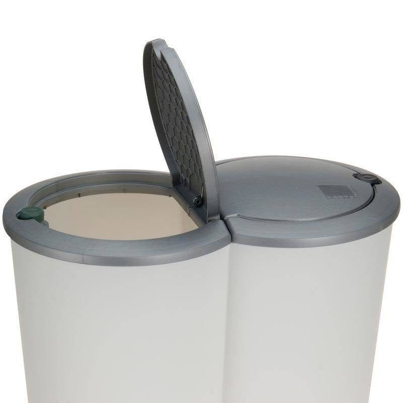 Double Dustbin with Removable Lid and Button Opening