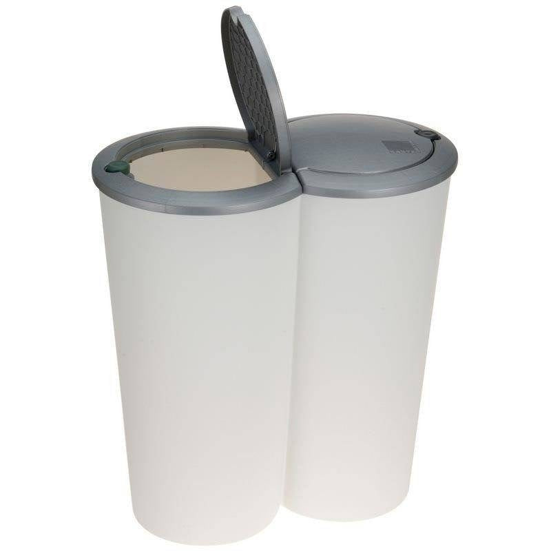 Double Dustbin with Removable Lid and Button Opening
