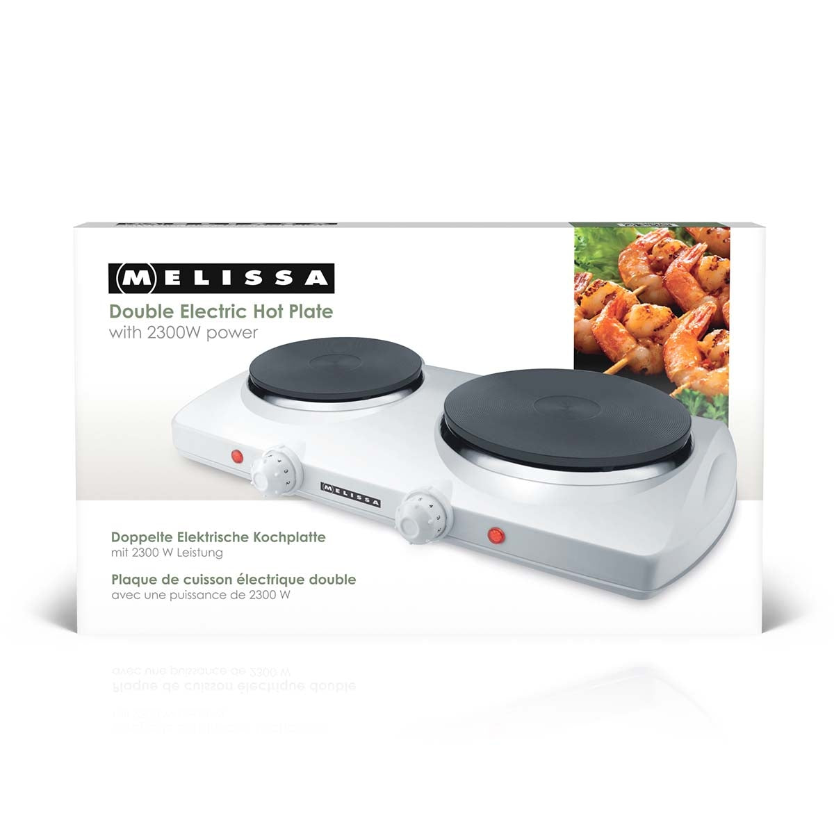 Double Electric Hot Plate, 2300W, Dual Burners, White