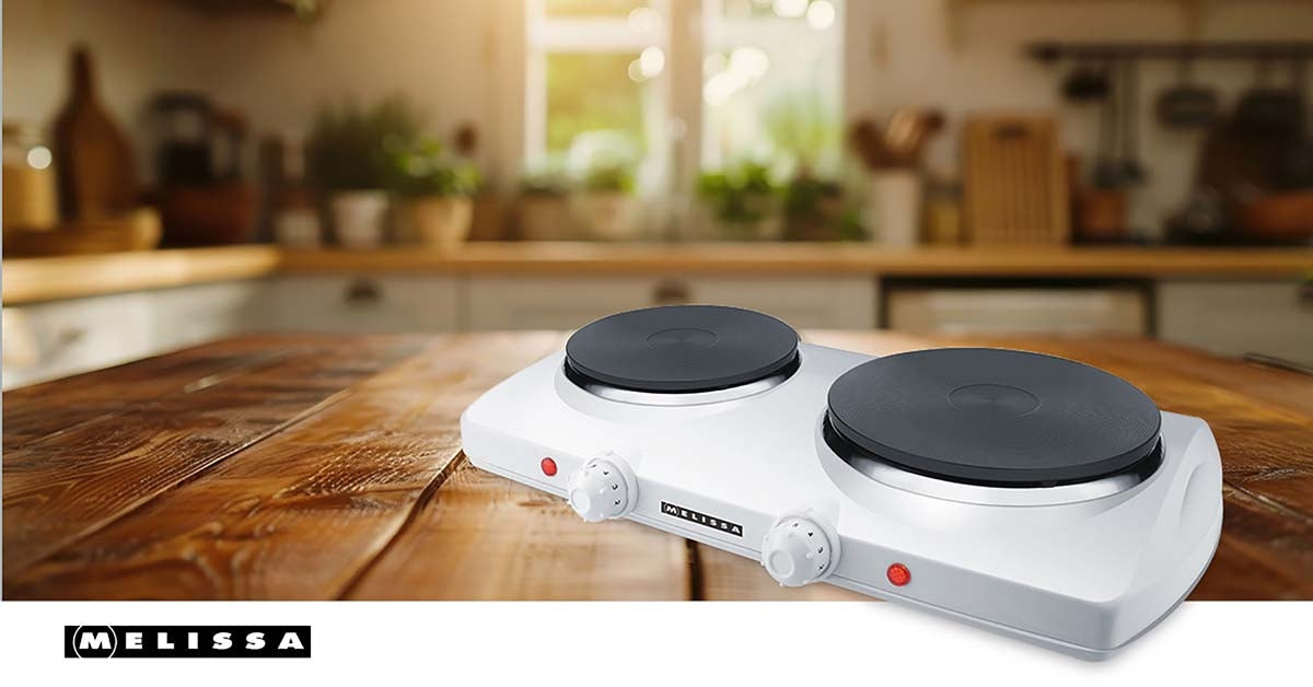 Double Electric Hot Plate, 2300W, Dual Burners, White