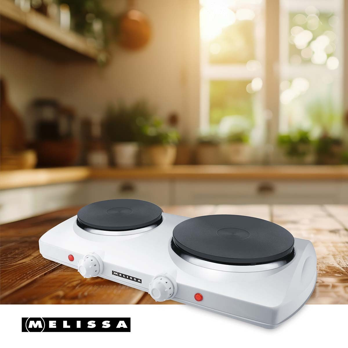 Double Electric Hot Plate, 2300W, Dual Burners, White