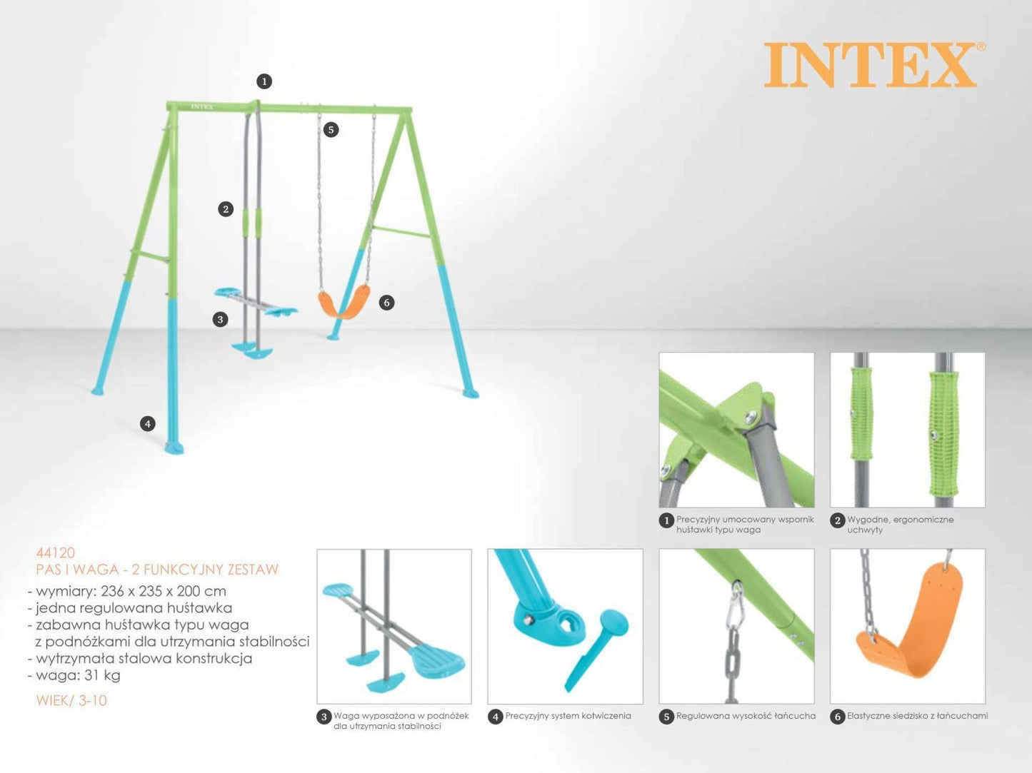 Double Garden Swing Playset for Kids Glider INTEX 44120