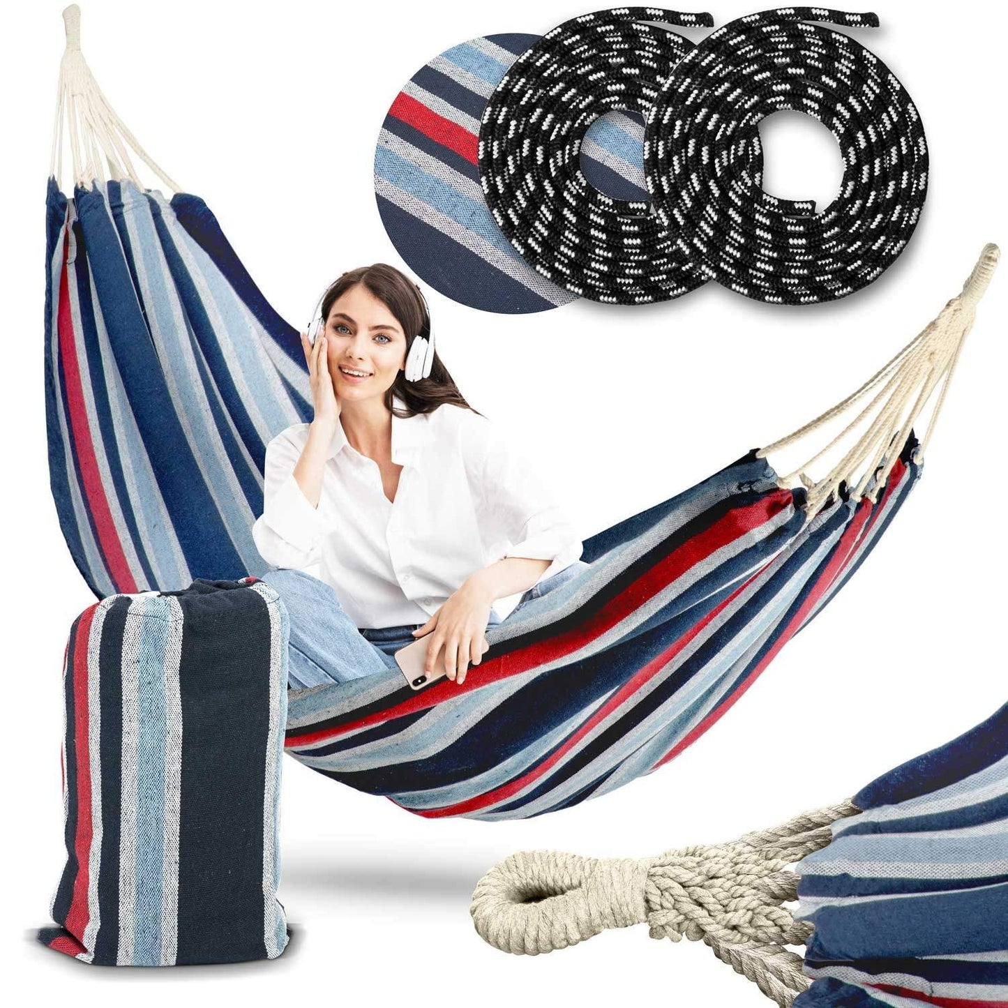 Double Hammock Malaga Blue-Red Sofotel