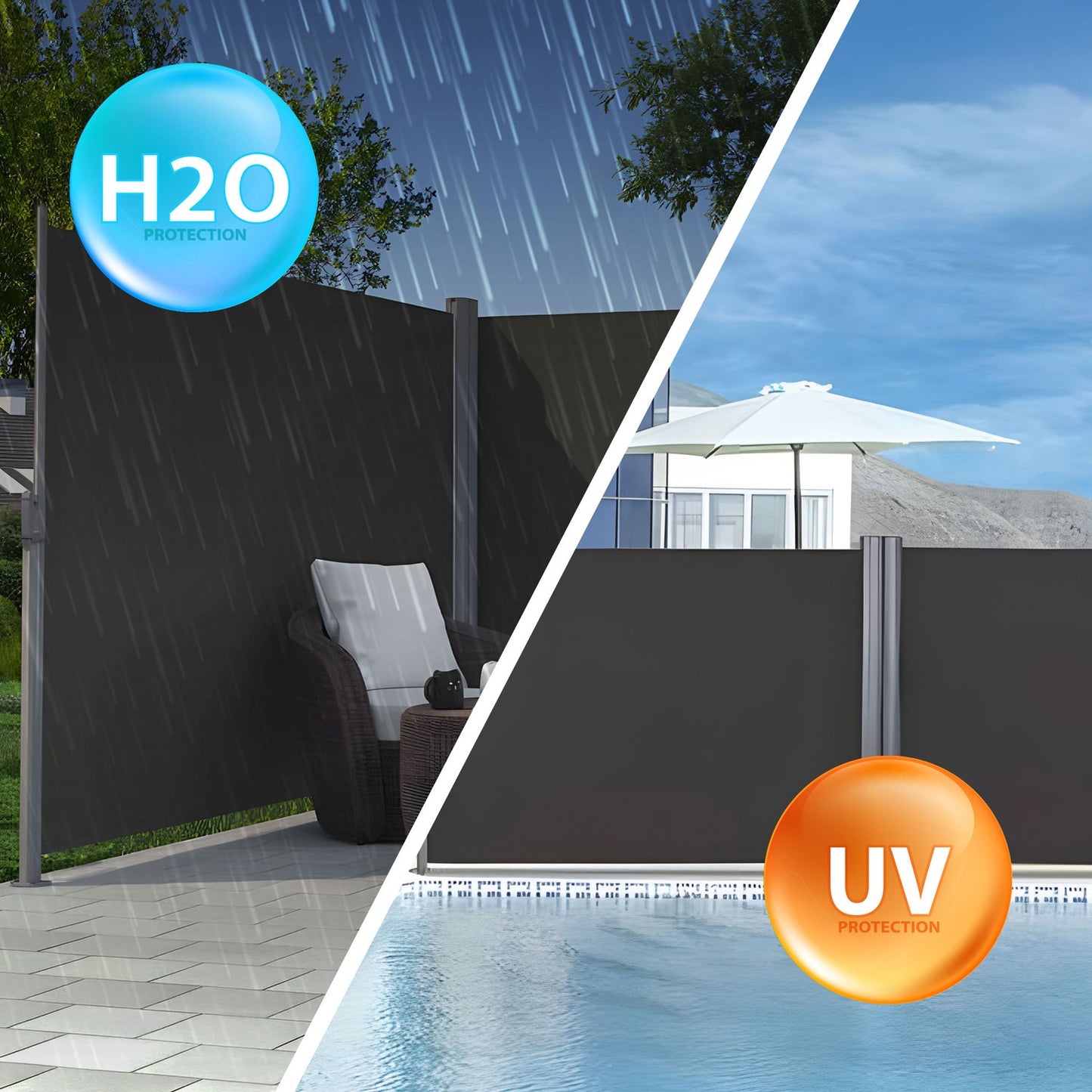 Double Side Awning 300x300x180 cm Sunshade Privacy Screen Anthracite MultiGarden