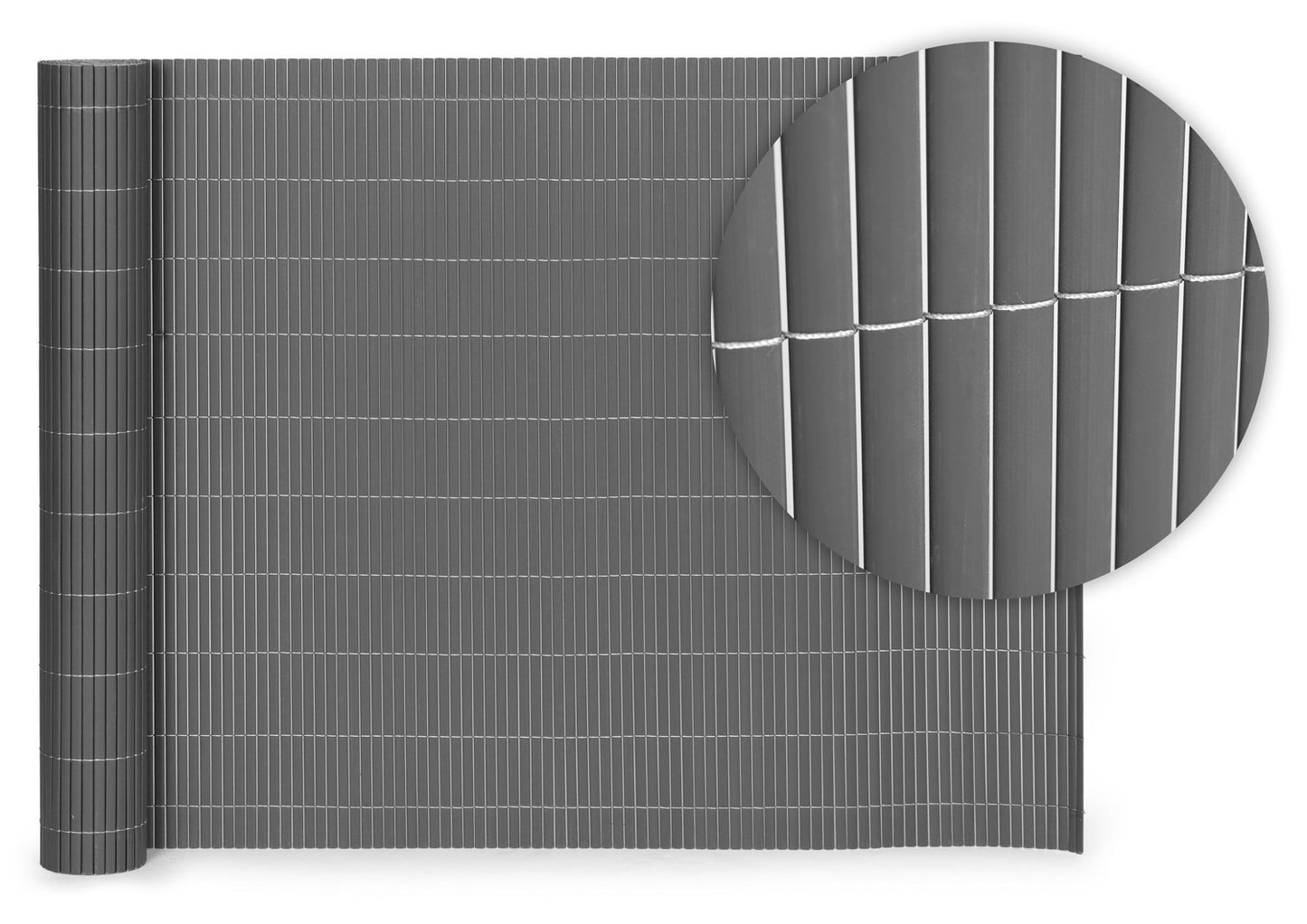 Double-Sided Bamboo Mat 100x500 cm for Balcony, Terrace, Fence Anthracite MultiGarden