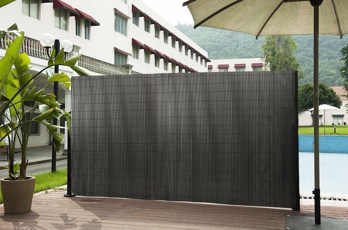 Double-Sided Bamboo Mat 100x500 cm for Balcony, Terrace, Fence Anthracite MultiGarden
