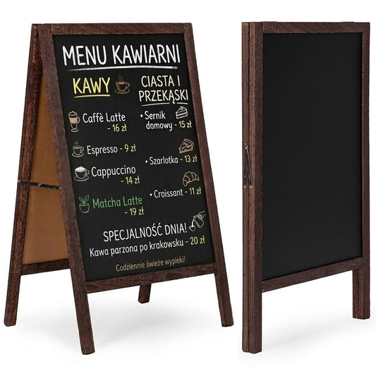 Double-Sided Chalkboard A-Board, 83x50 cm, Wooden Frame
