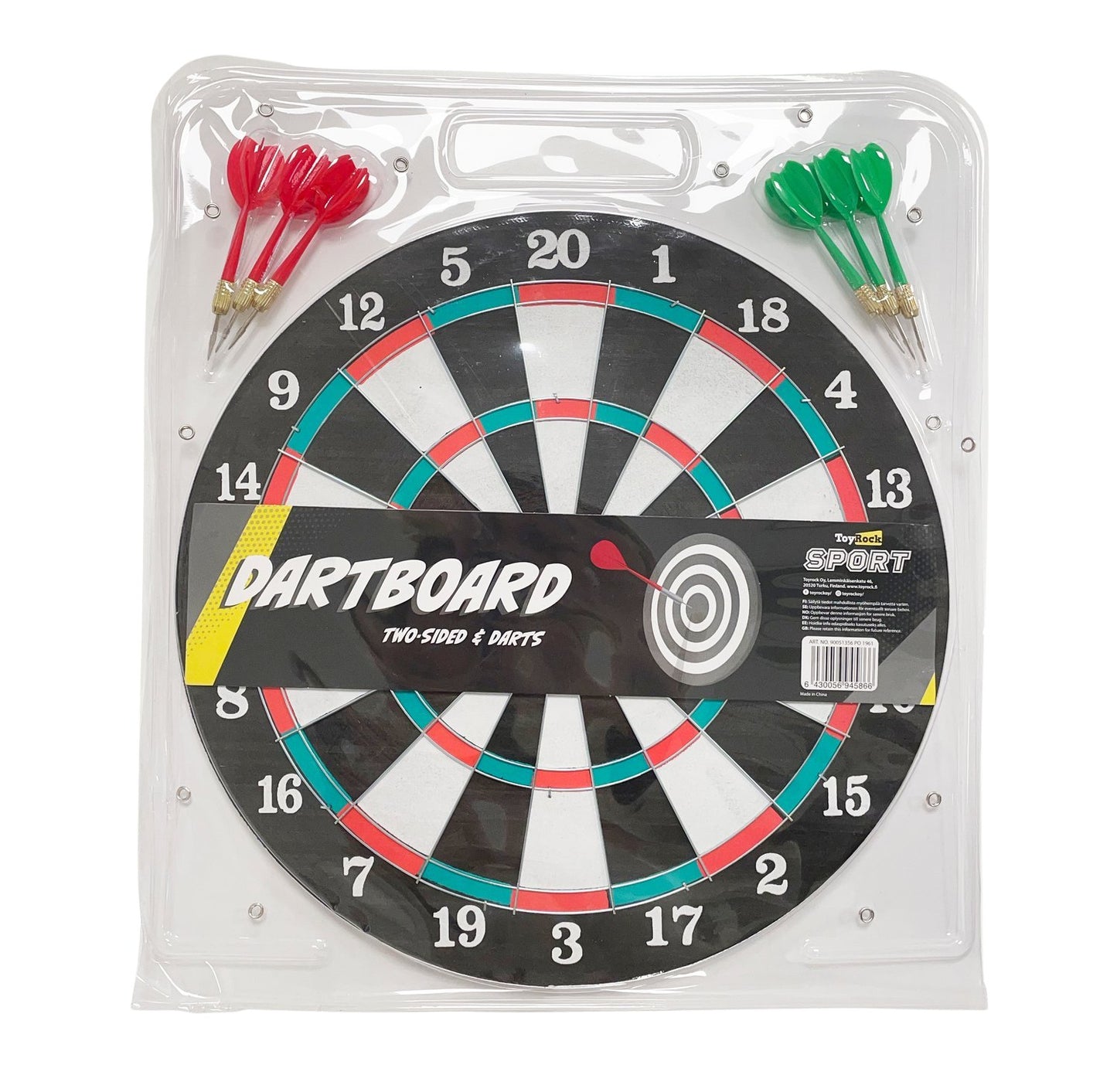 Double-Sided Dartboard Set, 36 cm, Includes 6 Darts