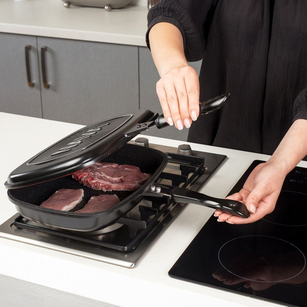 Double-Sided Frying Pan with Five-Layer Non-Stick Granite