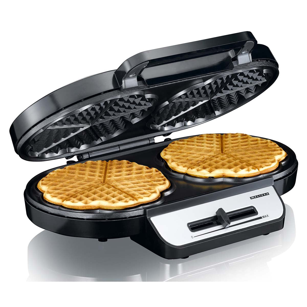 Double Waffle Maker, 1200W, Non-Stick, Black/Silver