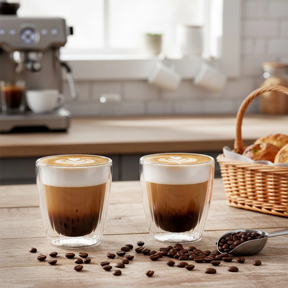 Double-Walled Glasses, 230 ml, Set of 2 for Coffee & Tea