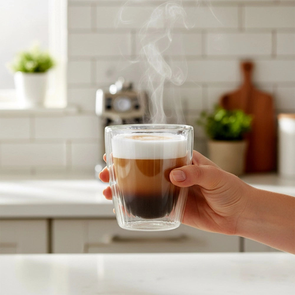 Double-Walled Glasses, 230 ml, Set of 2 for Coffee & Tea