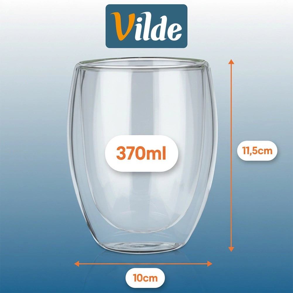 Double-Walled Glasses for Coffee & Tea, 370ml, Set of 2