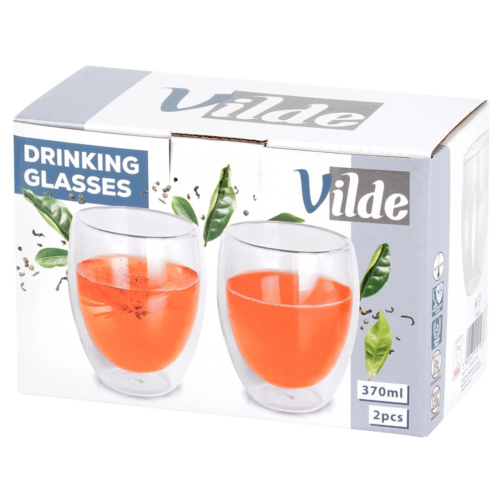 Double-Walled Glasses for Coffee & Tea, 370ml, Set of 2